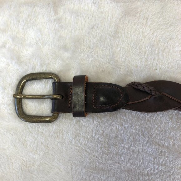 Brown Leather & Cord Braided Belt Unisex - Picture 2 of 7